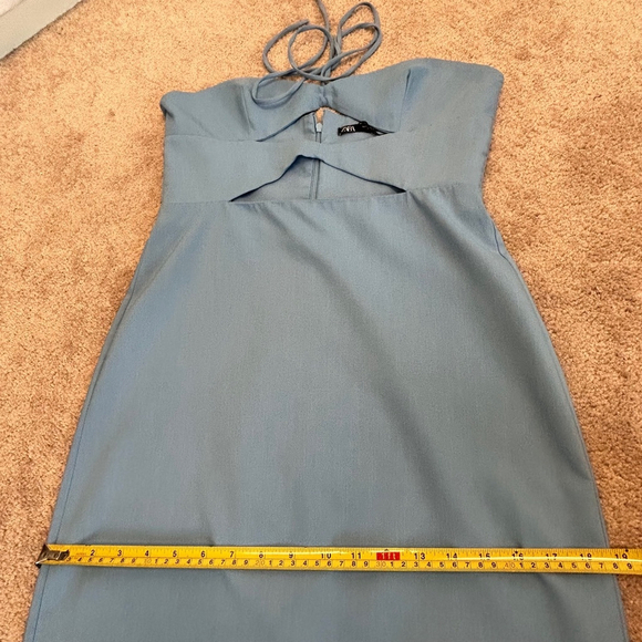 Zara blue cut-out halter top bodycon midi dress Sz L NWOT bloggers fave - Picture 14 of 16